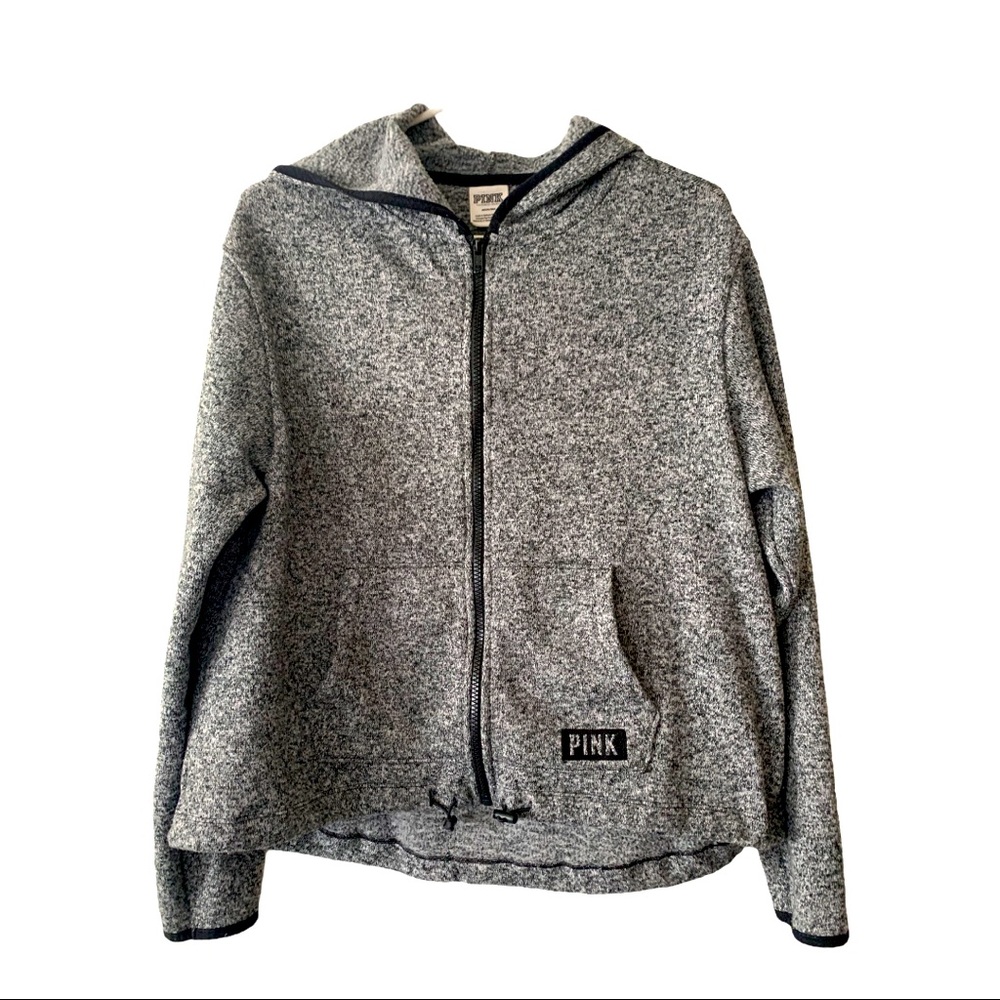 PINK grey zip-up hoodie